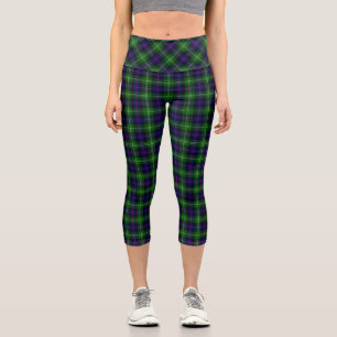 Leggings Capri plaid bleu vert de tartan du sud