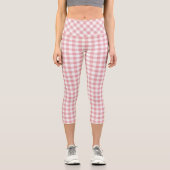 Leggings Capri Plaid Buffalo rose et blanc (Recto)