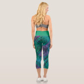 Leggings Capri Plaid Check Purple Green Tartan Emerald Wistband (Verso)