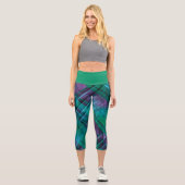 Leggings Capri Plaid Check Purple Green Tartan Emerald Wistband (Recto)