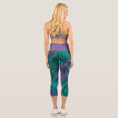 Leggings Capri Plaid Check Purple Green Tartan Mauve ceinture (Verso)