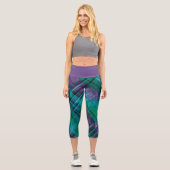 Leggings Capri Plaid Check Purple Green Tartan Mauve ceinture (Recto)