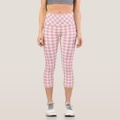 Leggings Capri Plaid de buffle rose et blanc (Recto)