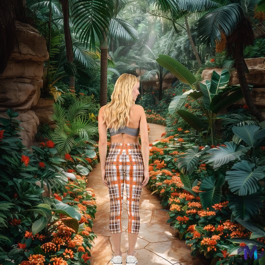 Leggings Capri Plaid écossais traditionnel en bleu et orange