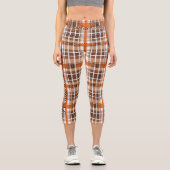 Leggings Capri Plaid écossais traditionnel en bleu et orange (Recto)
