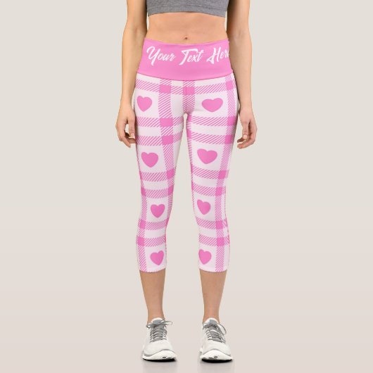 Leggings Capri Plaid Modern Pink Heart Collection (Recto)