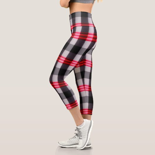 Leggings Capri Plaid Populaire Abstrait Rouge Noir Plaid Collecti (Gauche)