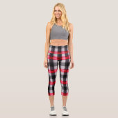 Leggings Capri Plaid Populaire Abstrait Rouge Noir Plaid Collecti (Recto)