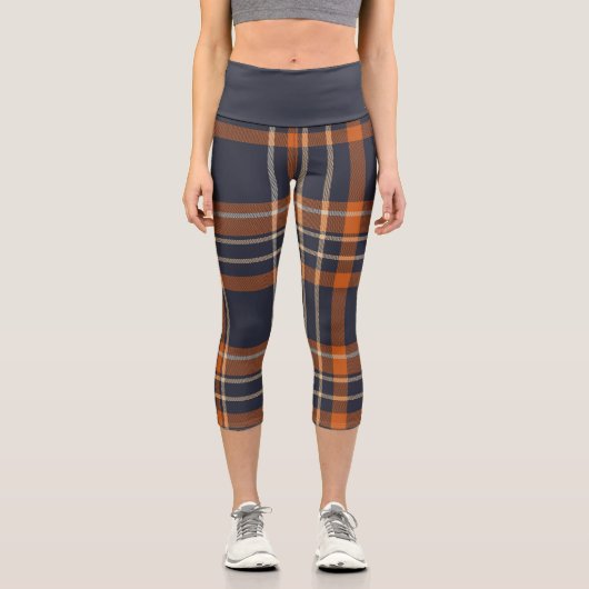 Leggings Capri Plaid rustique Noël/hiver (Recto)