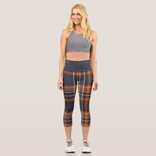 Leggings Capri Plaid rustique Noël/hiver (Recto)