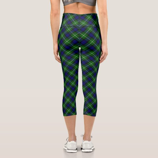 Leggings Capri Plaid vert bleu Lamont tartan (Verso)