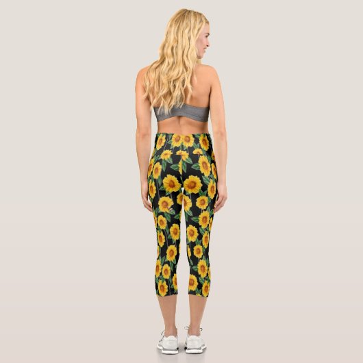 Leggings Capri Plaisir de tournesol baisé au soleil - Flore trans (Verso)
