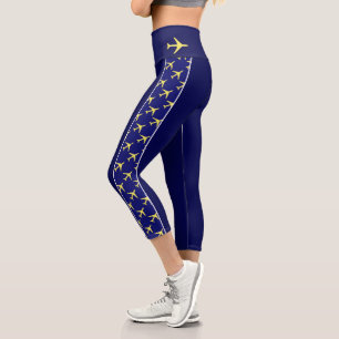 Leggings Capri Plan d'avion jaune pâle Aviation aérienne Airways