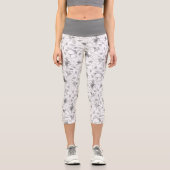 Leggings Capri Plan floral esquissé Motif gris/Wht ID939 (Recto)