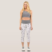 Leggings Capri Plan floral esquissé Motif gris/Wht ID939 (Recto)
