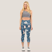 Leggings Capri Playful Penguin Pattern (Recto)