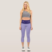 Leggings Capri "PLUM PURRFRCT" Custom High-Waisted Capri Pants (Recto)