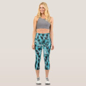 Leggings Capri Plumage bleu - conception de plume cool (Recto)
