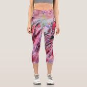 Leggings Capri Plumes au rose (Recto)