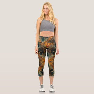 Leggings Capri Plumes brunes scintillantes