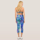 Leggings Capri Plumes de Peacock de Monnaie Bleue Violet (Verso)