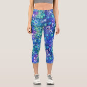 Leggings Capri Plumes de Peacock de Monnaie Bleue Violet (Recto)
