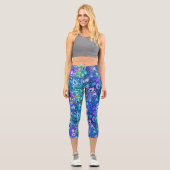 Leggings Capri Plumes de Peacock de Monnaie Bleue Violet (Recto)