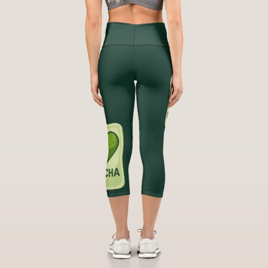 Leggings Capri Pochette de sérum Matcha avec conception cardiaque (Verso)