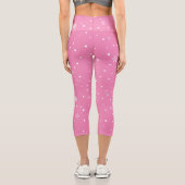 Leggings Capri Point de polka rose et blanc de Noël (Verso)