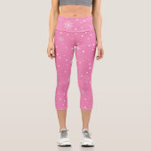 Leggings Capri Point de polka rose et blanc de Noël (Recto)