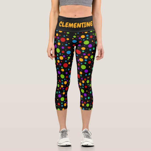 Leggings Capri Point Polka arc-en-ciel personnalisé (Recto)