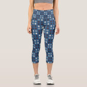 Leggings Capri Points bleus et magenta (Recto)