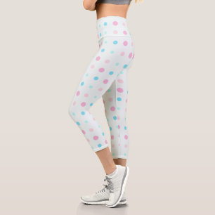 Leggings Capri Points Bleus et Pêche