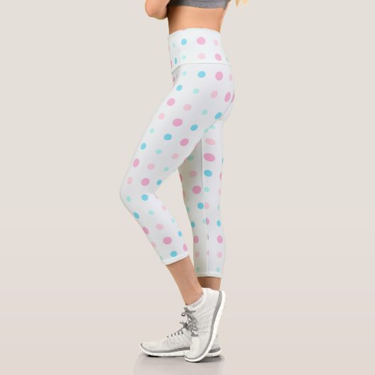 Leggings Capri Points Bleus et Pêche (Gauche)