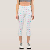 Leggings Capri Points Bleus et Pêche (Recto)