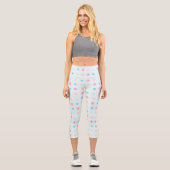 Leggings Capri Points Bleus et Pêche (Recto)