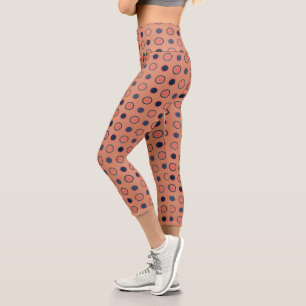 Leggings Capri Points Bleus et Pêche