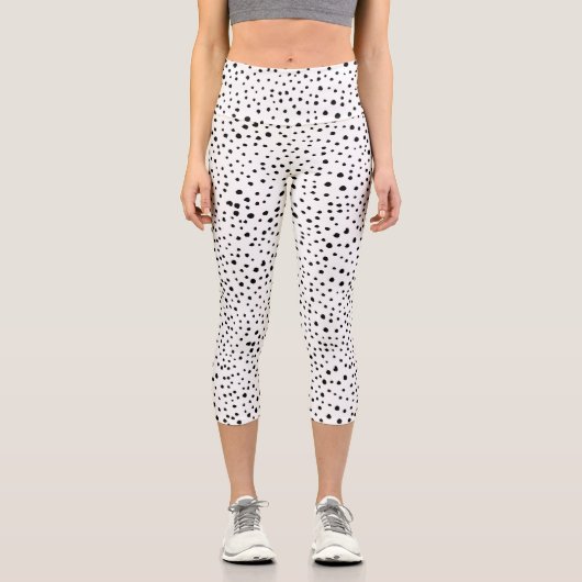 Leggings Capri Points dalmatiens, Points dalmatiens, Noir et Blan (Recto)