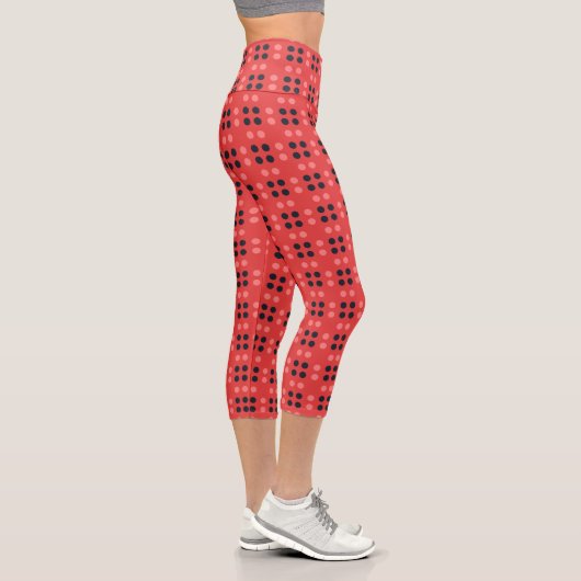 Leggings Capri Points Décoratifs en Rose et Gris (Droite)