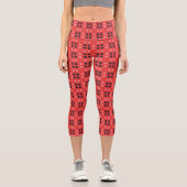 Leggings Capri Points Décoratifs en Rose et Gris (Recto)