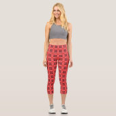 Leggings Capri Points Décoratifs en Rose et Gris (Recto)