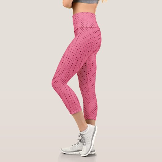 Leggings Capri Points Noirs Sur Rose (Gauche)