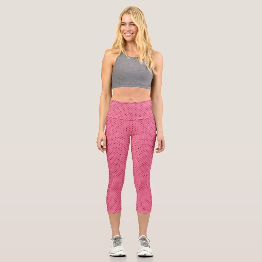 Leggings Capri Points Noirs Sur Rose (Recto)