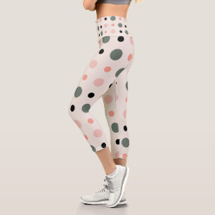 Leggings Capri points rose vert et noir
