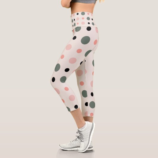 Leggings Capri points rose vert et noir (Gauche)