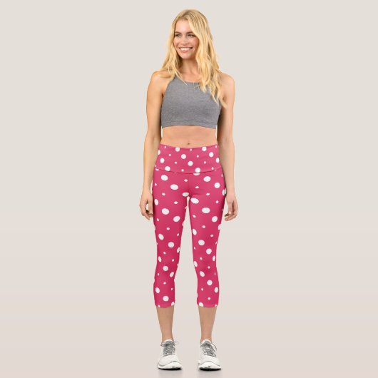 Leggings Capri points roses et blancs (Recto)