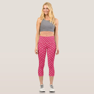 Leggings Capri points roses et blancs