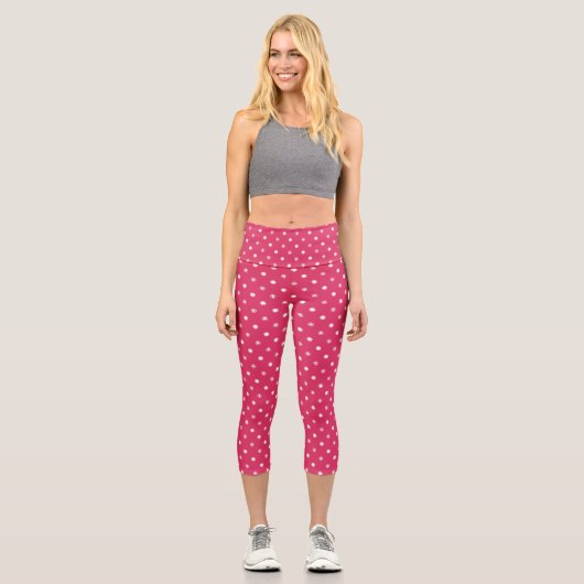 Leggings Capri points roses et blancs (Recto)