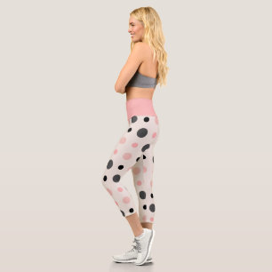 Leggings Capri Points roses, gris et noirs