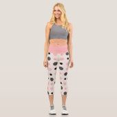 Leggings Capri Points roses, gris et noirs (Recto)
